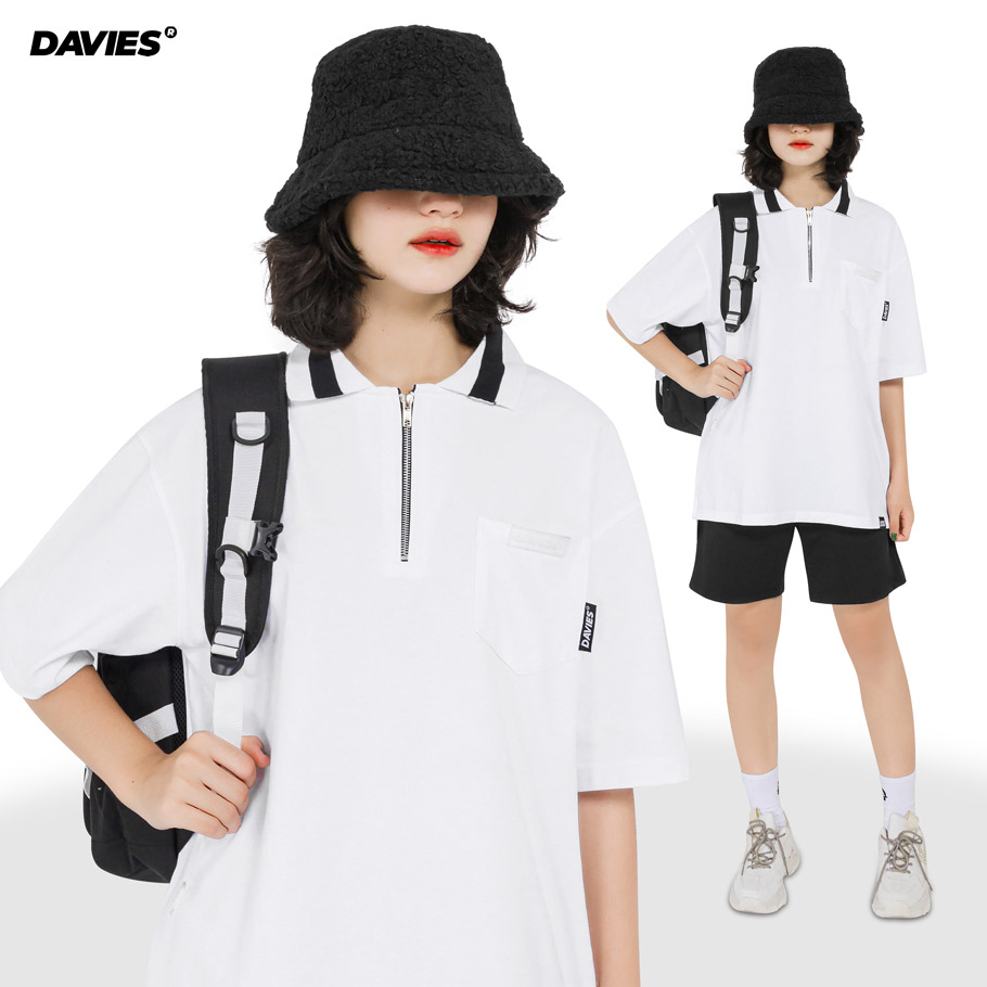 áo polo đẹp nam nữ màu trắng local brand Davies