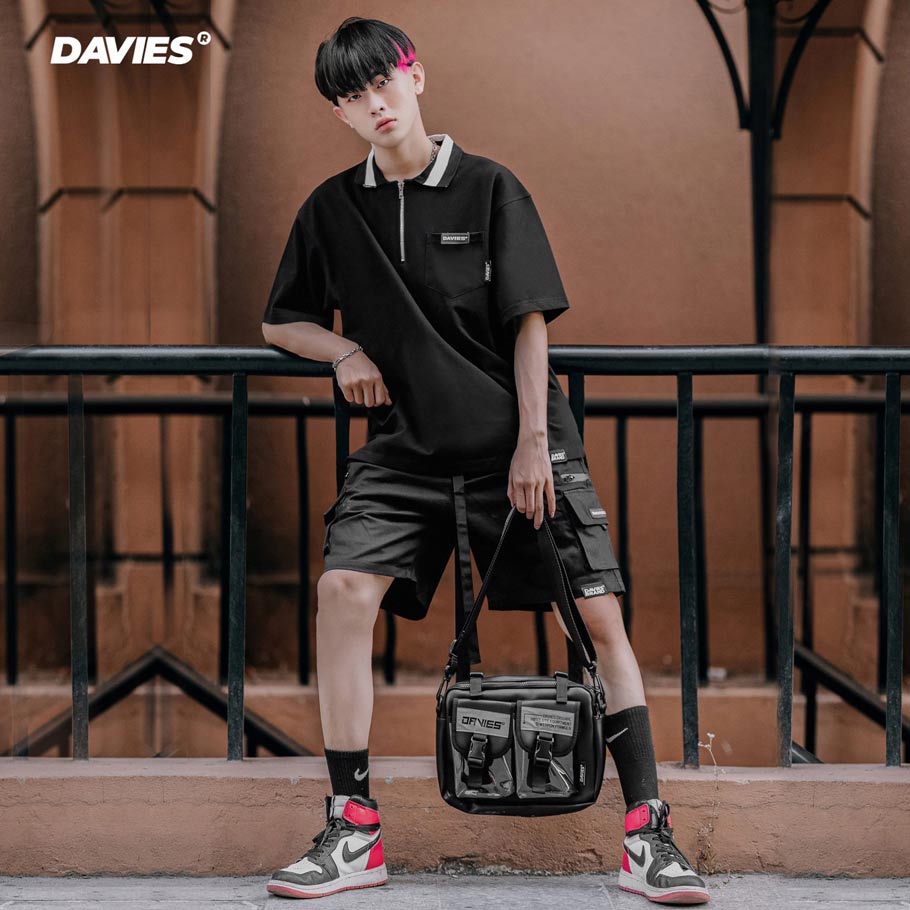 áo polo nam đẹp màu đen local brand Davies