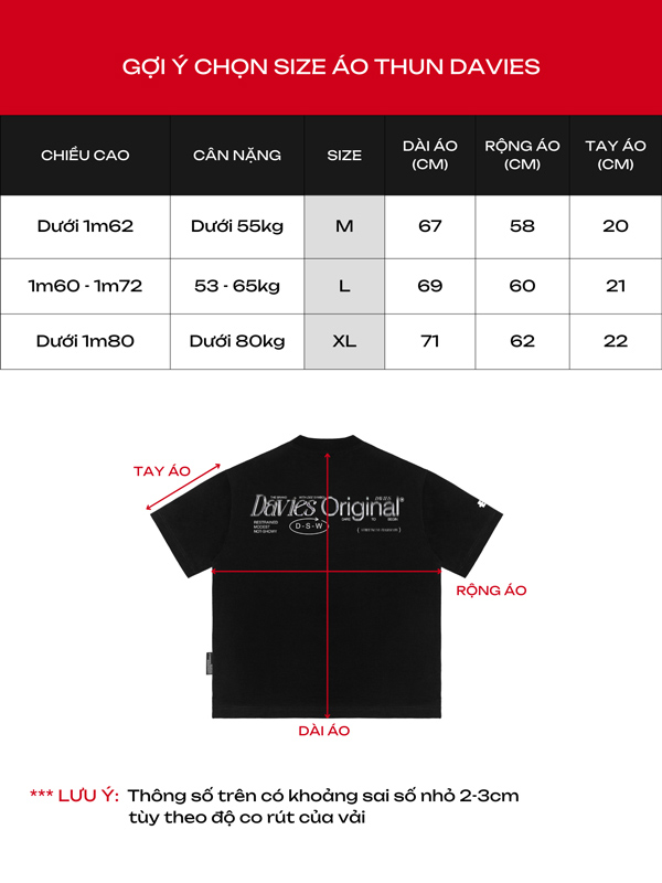 Áo thun local brand nam nữ form rộng màu đen Davies