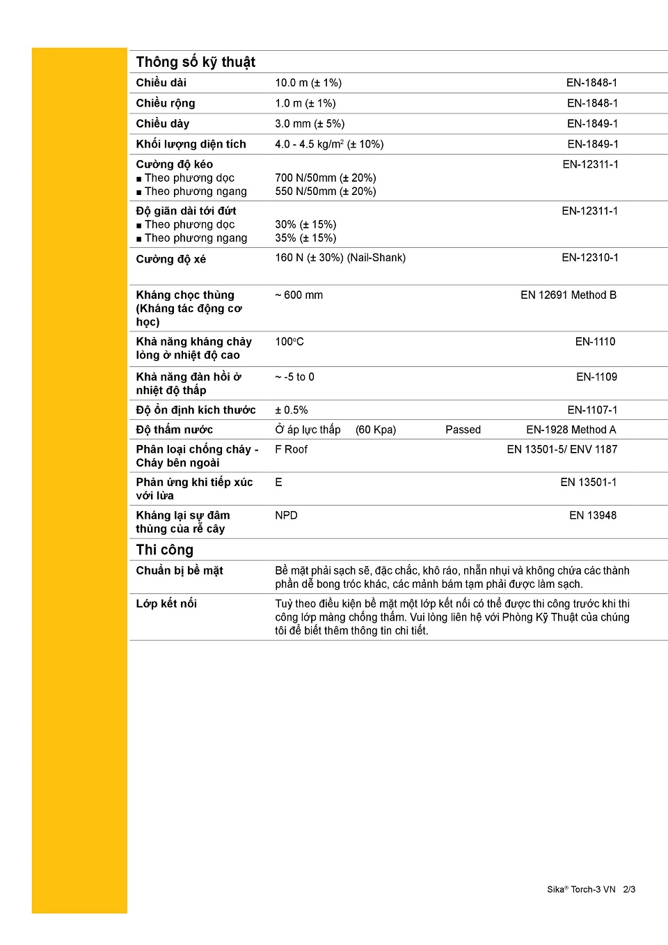 Sika Torch - 3 VN - Màng Chống Thấm Gốc APP Cải Tiến