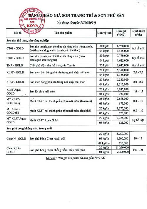 sơn phủ sàn kova