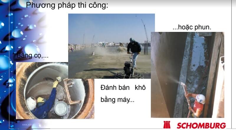 thi công chống thấm bằng tinh thể thẩm thấu theo phương án rắc khô
