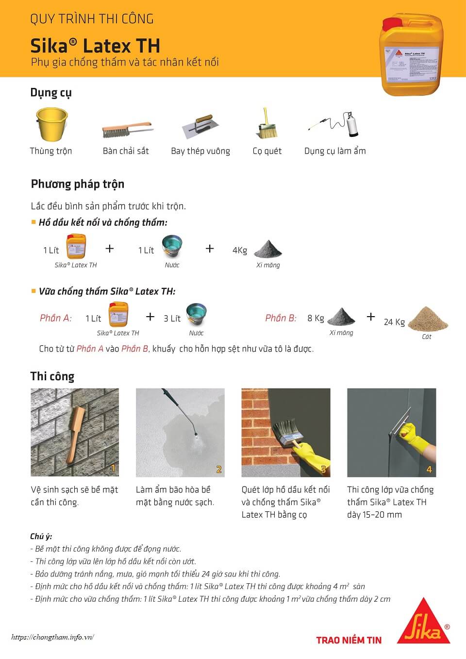 Biện pháp thi công sika latex TH