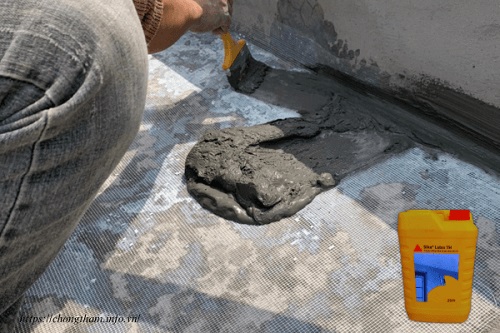 chống thấm bằng sika latex kết hợp lưới thủy tinh