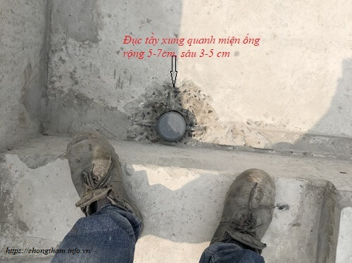 Đục tẩy xung quanh cổ ống