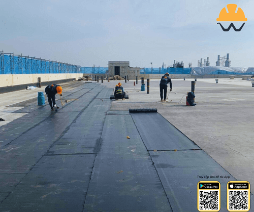 Chống thấm sàn mái bằng kỹ thuật dán màng khò nóng 3mm