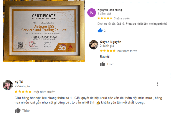 Đại lý USS nhà phân phối hóa chất chính thức của sika việt nam