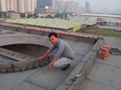 gia cố chống thấm khu vực quanh giếng trời