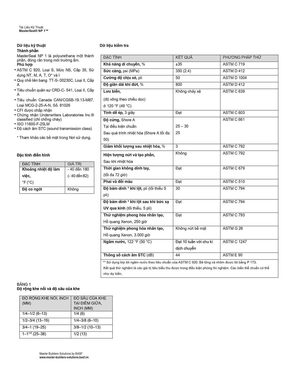 Masterseal-NP1: Keo trám khe một thành phần đa năng