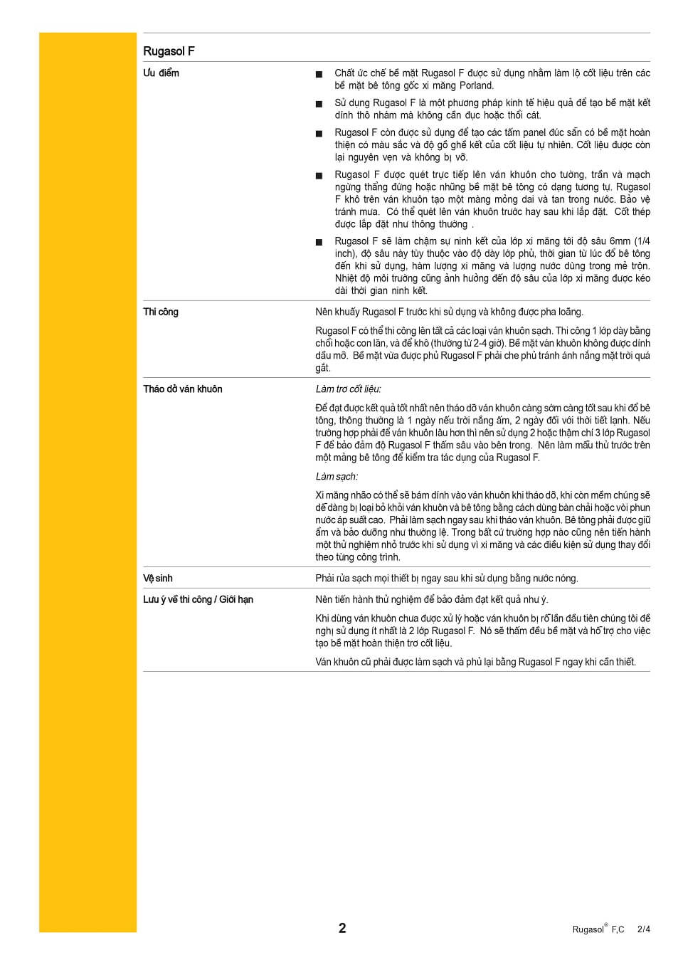 Rugasol-F: Chất ức chế bề mặt tạo nhám