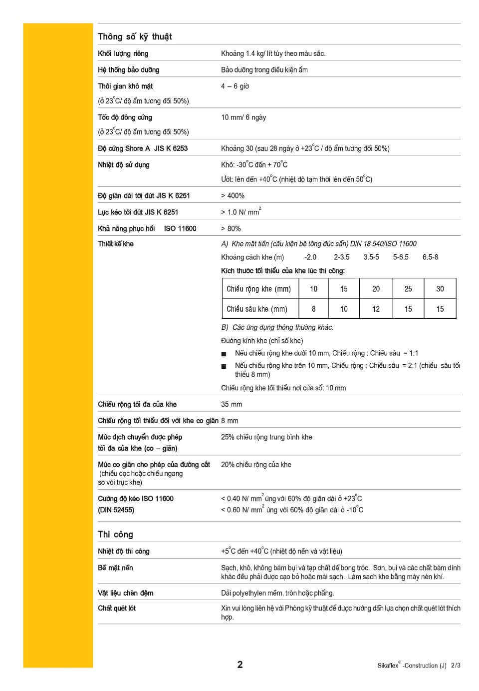 thông số Sikaflex Construction AP (white)