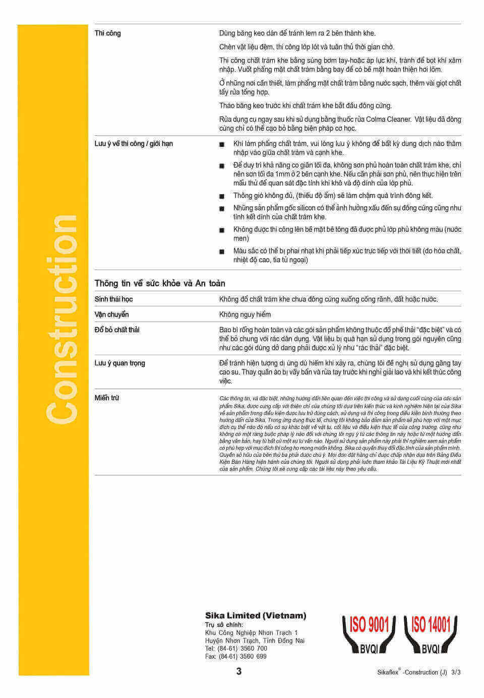 Cách thi công Sikaflex Construction AP (white)