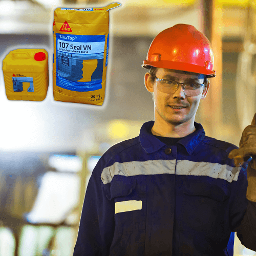 thi công sika 107 cần mang đồ bảo hộ đầy đủ