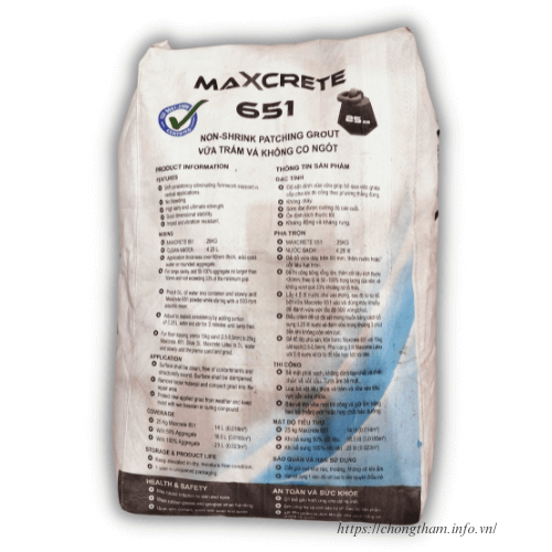 Maxcrete 651 mặt sau vỏ bao