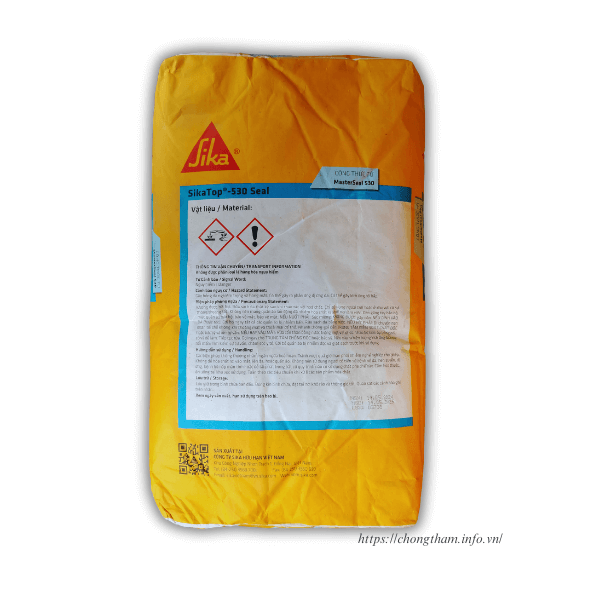 hướng dẫn kỹ thuật của sikatop 530 seal được ghi ở mặt sau vỏ bao