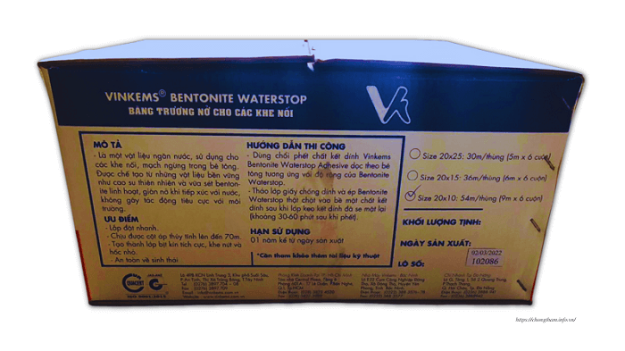 Vinkems Bentonite Waterstop (20X 10) đóng thùng 54m