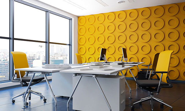 Sơn văn phòng đẹp với màu vàng