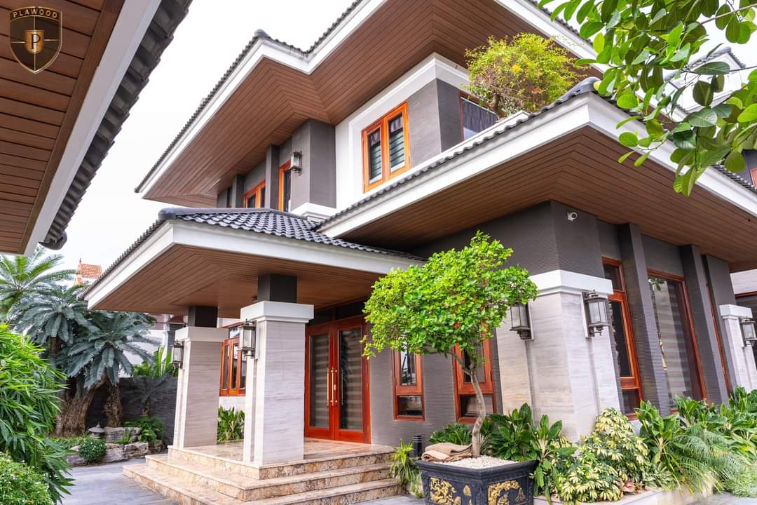 Công trình hoàn thiện gỗ nhựa ngoại thất PLAWOOD cho biệt thự Villa tại Hưng Yên