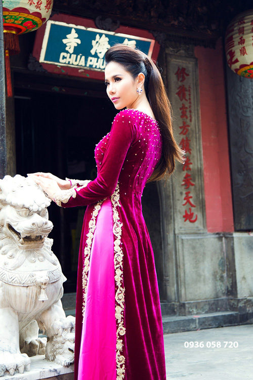 áo dài nhung đẹp tại Cầu Giấy