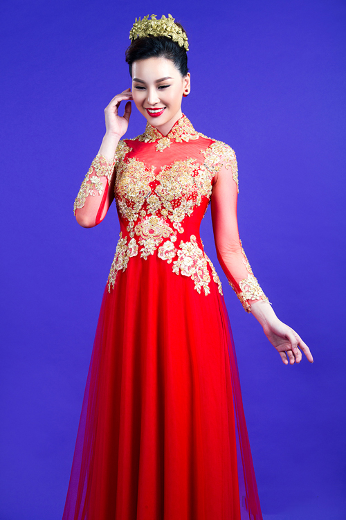 cho thuê áo dài cưới đỏ cho cô dâu đẹp tại Hà Nội