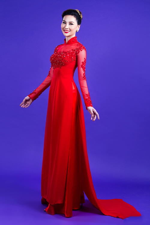 áo dài cưới đỏ đính kim sa lộng lẫy cho cô dâu