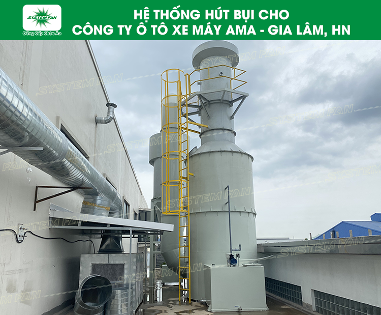 Hệ thống hút lọc bụi nhà máy AMA Hệ thống hút lọc cho nhà máy AMA