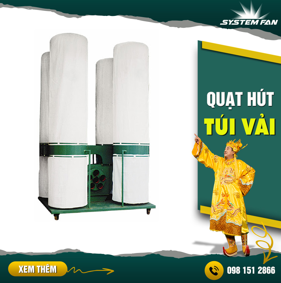 Quạt hút bụi túi vải cho diện tích nhỏ Quạt hút bụi túi vải cho diện tích nhỏ, không thường xuyên phát sinh bụi