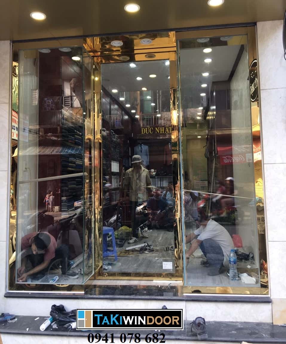 Cửa kính khung inox cho cửa hàng, shop