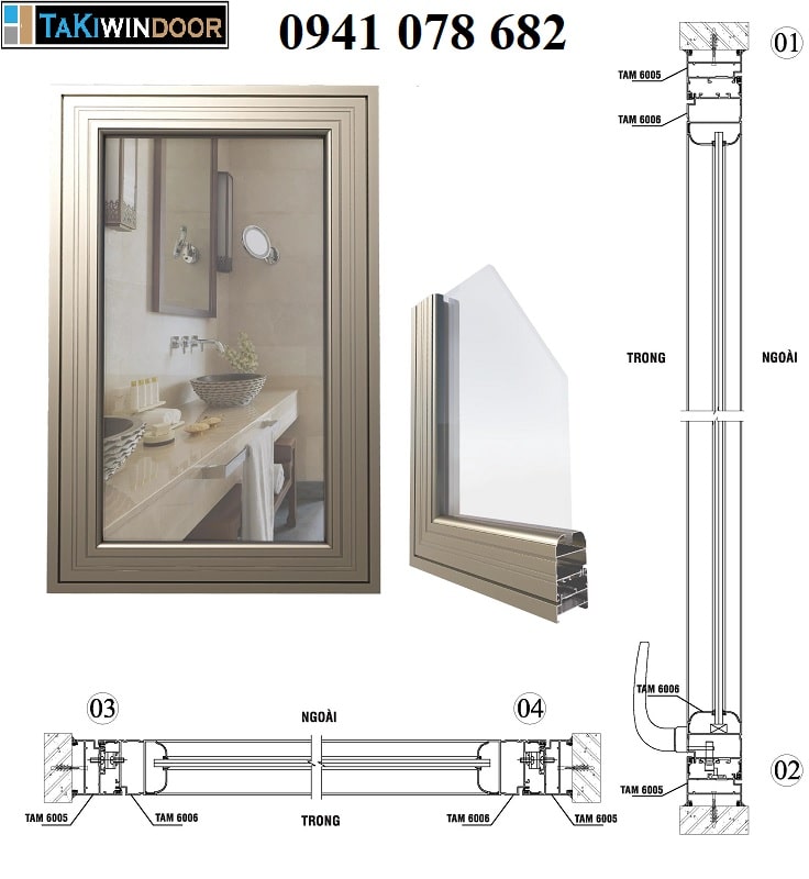 Hướng dẫn sản xuất Cửa sổ 1 cánh nhôm JMA hệ TMA60