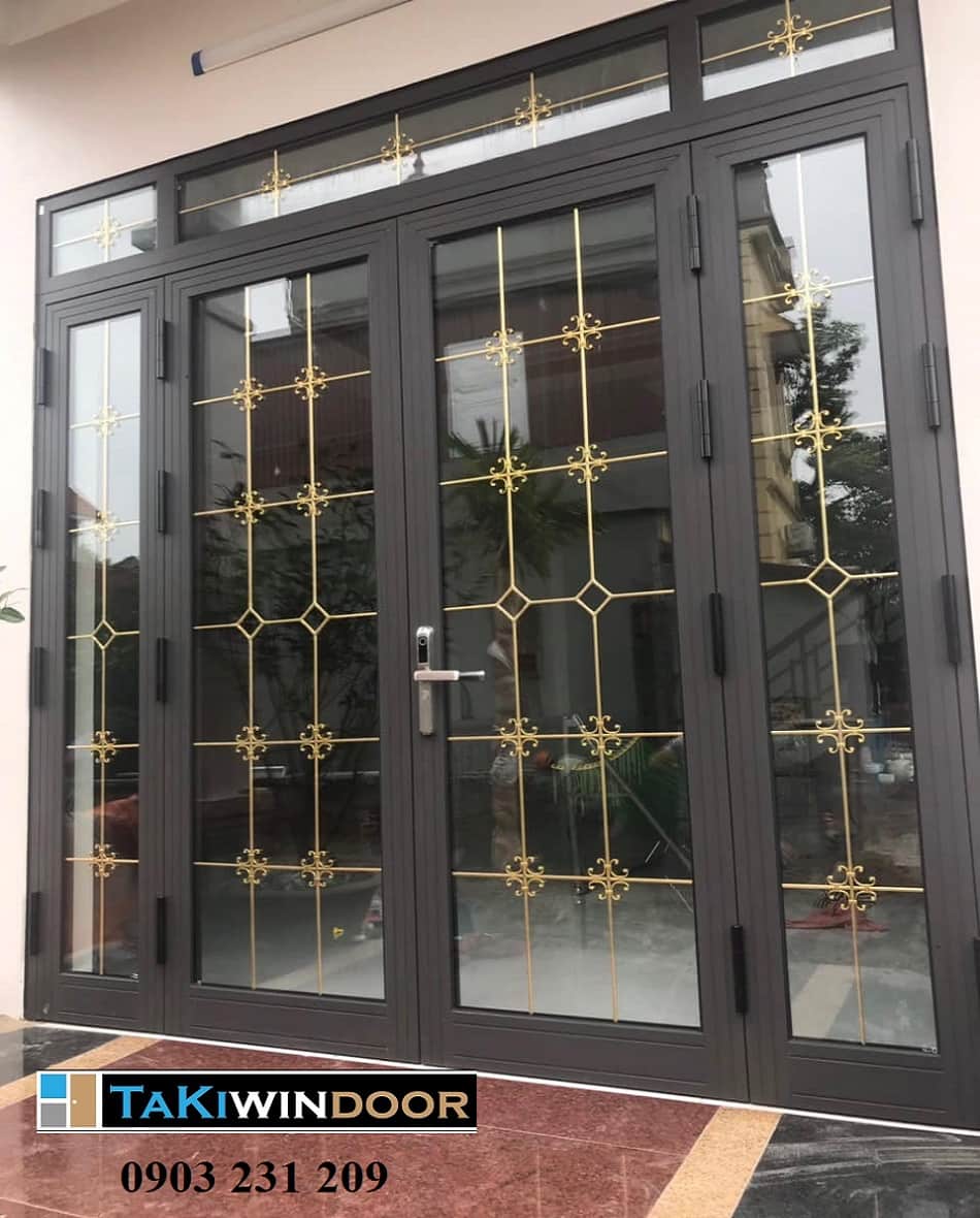 lắp đặt cửa nhôm Xingfa kính hộp nan hoa đồng