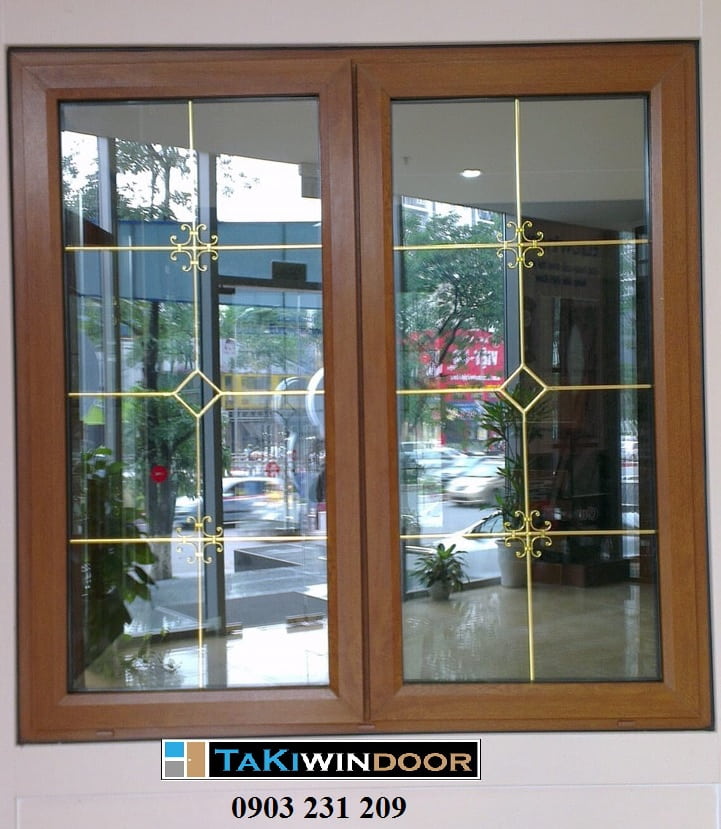 Cửa nhôm kính hộp có nan nhôm hoa đồng