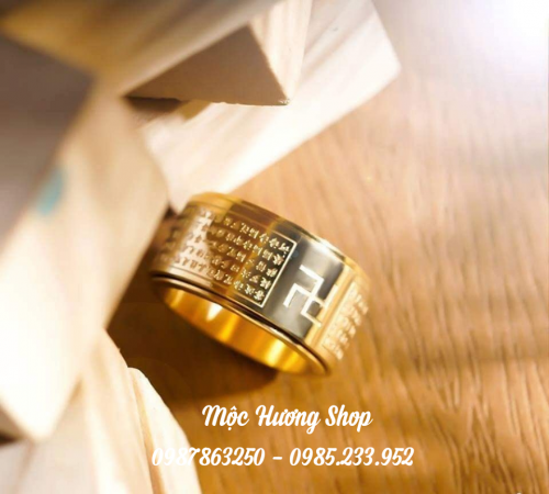 Nhẫn bát nhã tâm kinh chính hãng tây tạng mạ vàng 24k