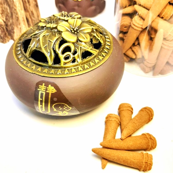 Combo 50g Nụ Trầm Hương Vip + Lư Gốm | Nhang Trầm Sạch 100% Tự Nhiên