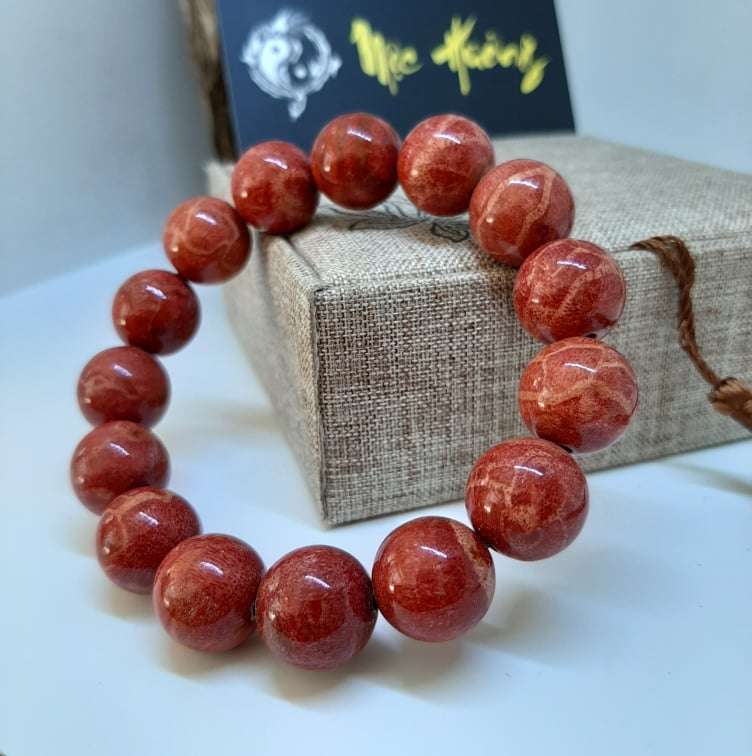 Vòng Tay San Hô Đỏ Tự Nhiên 14mm Việt Nam Loại VIP