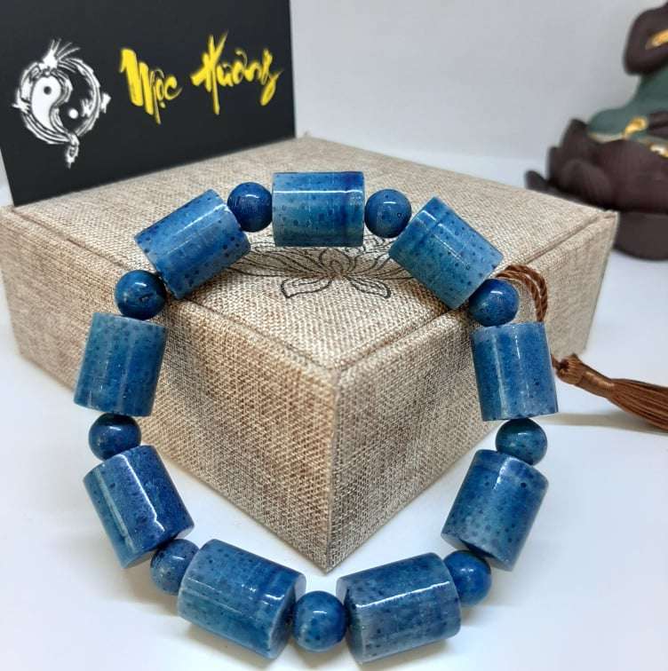 Vòng San Hô Xanh Tự Nhiên Đốt Trúc 12mm