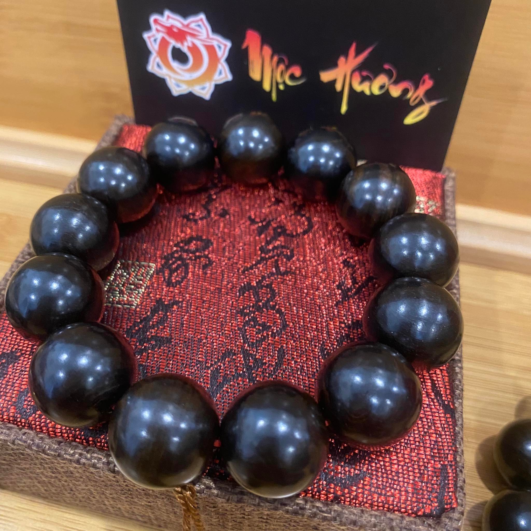 Vòng Tay Gỗ Mun Sừng Khánh Hòa Núi Rừng 18mm