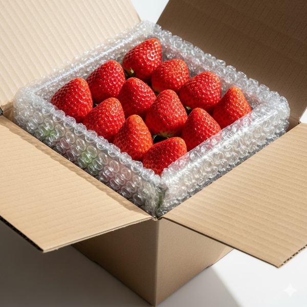 Cách đóng gói dâu tây bằng màng xốp hơi giúp bảo quản tươi ngon khi vận chuyển
