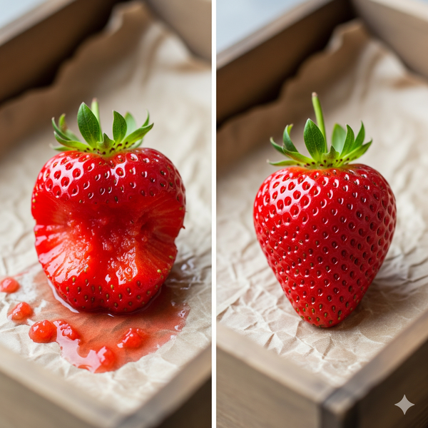 Dâu tây dễ dập nát nếu không được đóng gói đúng cách