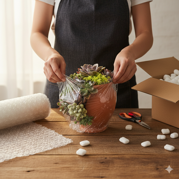 Chủ shop cần chuẩn bị đầy đủ các vật liệu đóng gói sen đá