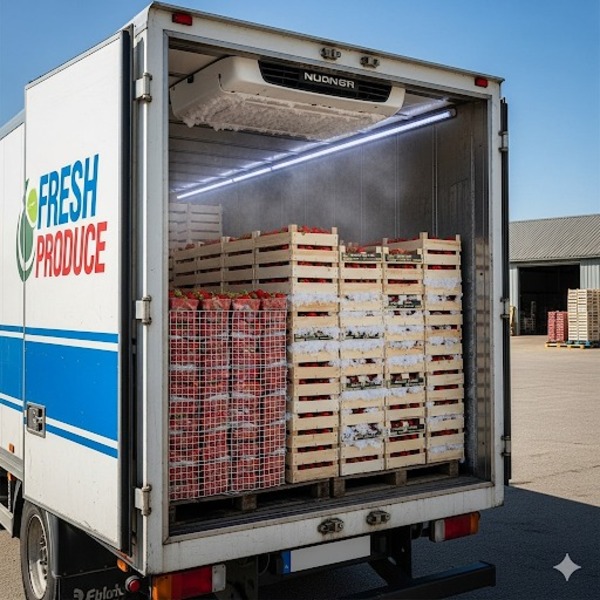 Lưu ý khi vận chuyển dâu tây bằng xe tải lạnh và thùng carton chuyên dụng