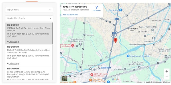 Xem danh sách bưu cục của GHN