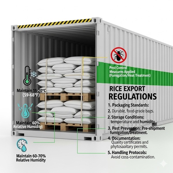 Quy định về vận chuyển và bảo quản gạo xuất khẩu