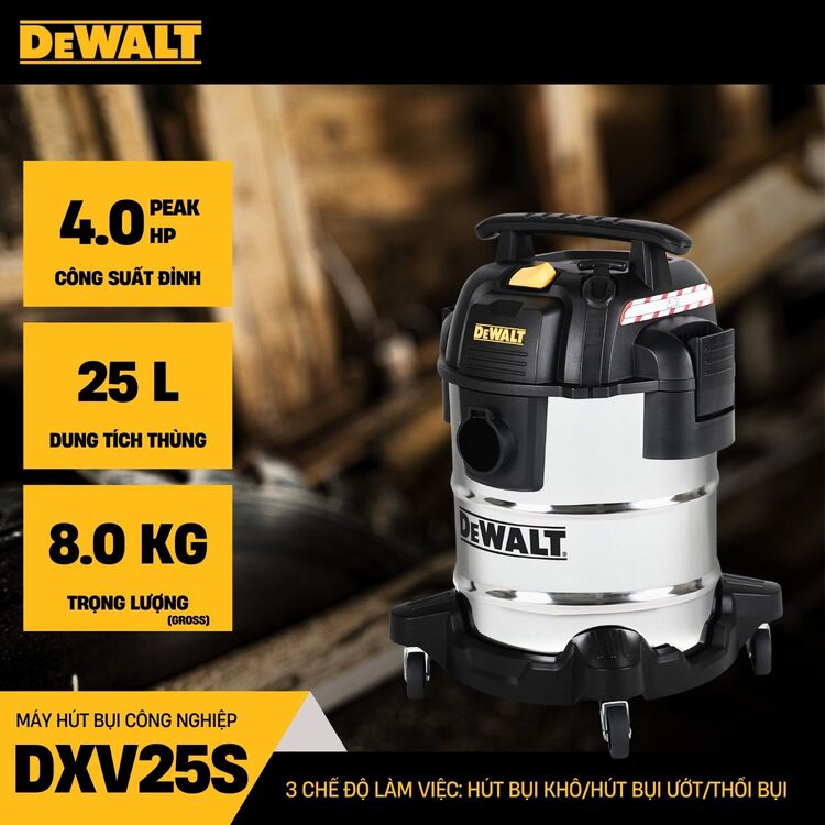 Máy hút bụi công nghiệp Dewalt DXV25S 25L