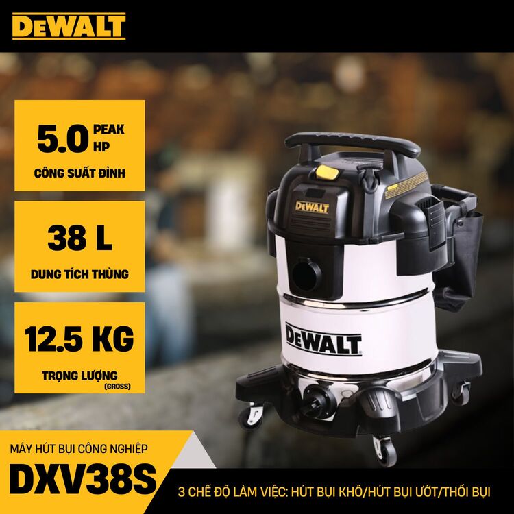 Máy hút bụi công nghiệp Dewalt DXV38S 38L
