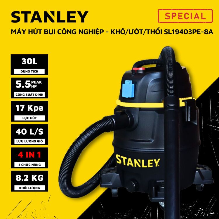 Máy hút bụi công nghiệp Stanley SL19403PE-8A 30L