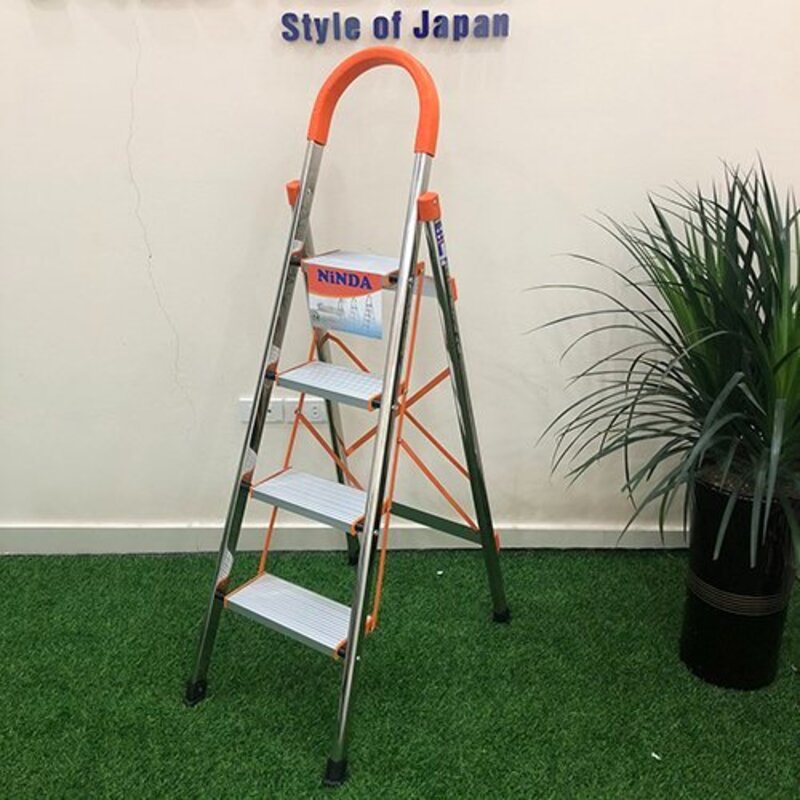 Thang nhôm ghế inox Ninda 4 bậc