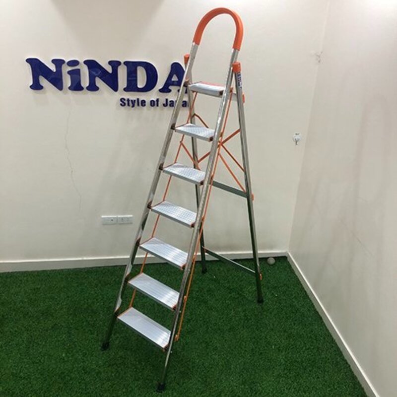 Thang nhôm ghế inox Ninda 7 bậc