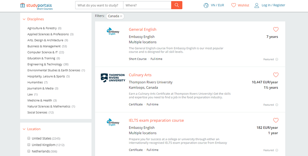 khoa hoc ngan han tai canada