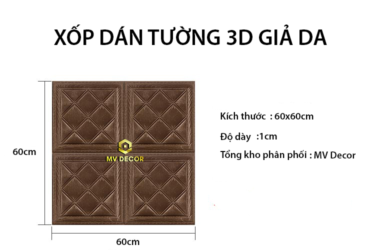 kích thước xốp dán tường 3d giả da