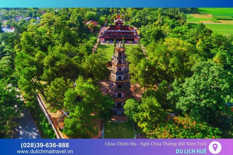 Chùa Thiên Mụ được xây dựng năm 1601 là biểu tượng văn hóa, tâm linh nổi bật của Huế